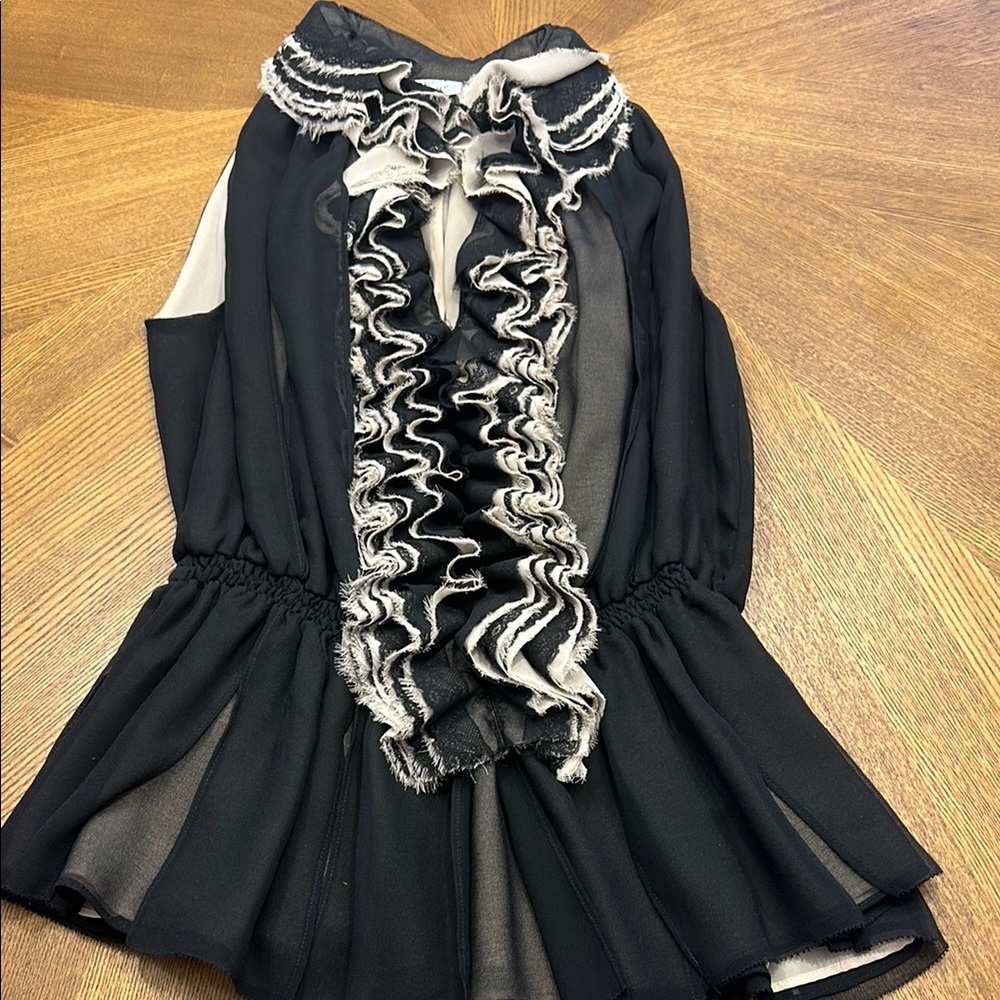 Robert Rodriguez Black and White Ruffled Kids Dress